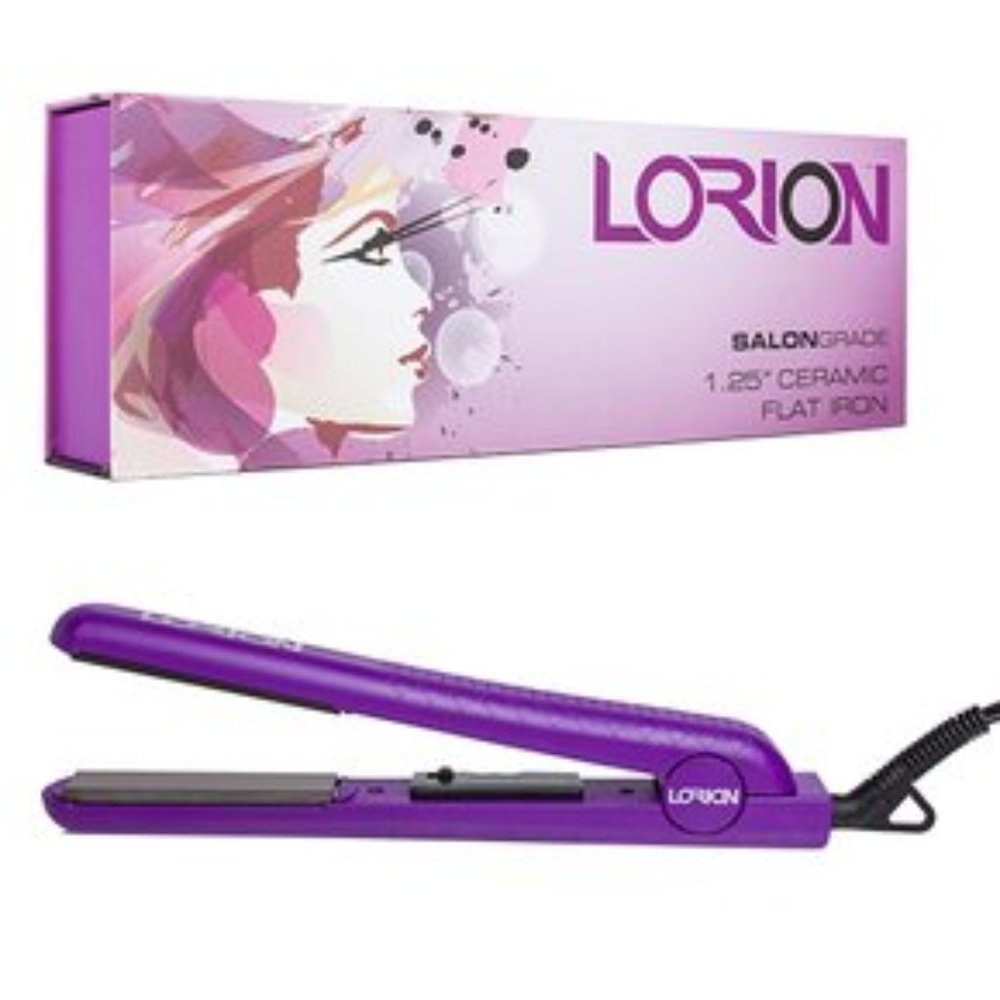 Lorion Salon Grade 1.25" Ceramic Flat Iron in Purple